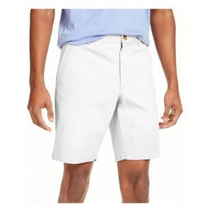 CLUBROOM Mens White Classic Fit Stretch Shorts 36W